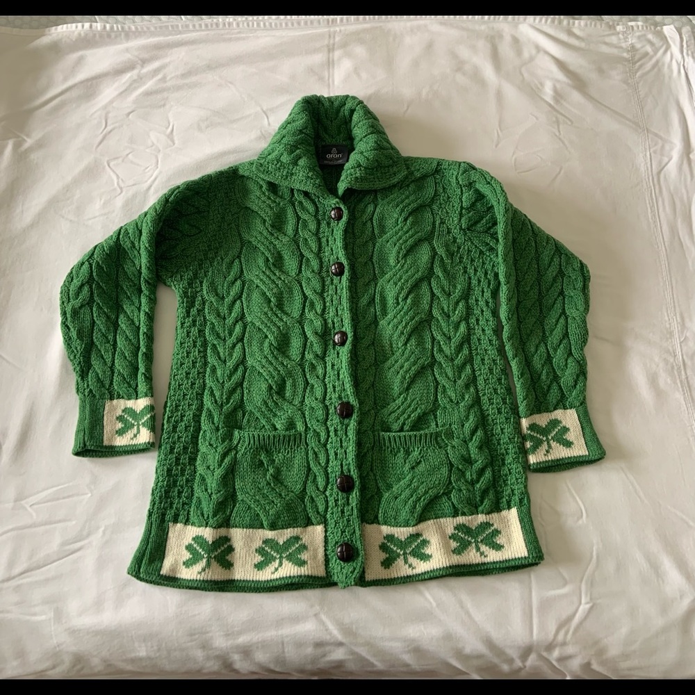 Aran rare green shamrock sweater